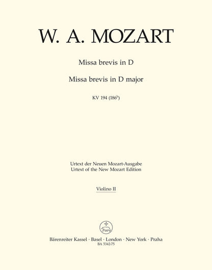 Missa Brevis In D Major K. 194 (186H)