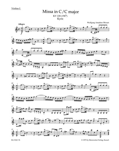 Missa In C Major K. 220 (196B) "Sparrow Mass"
