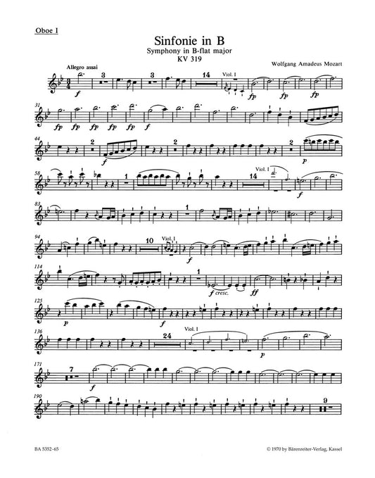 Symphony No 33 in B Flat K 319 Violin Sheet Music