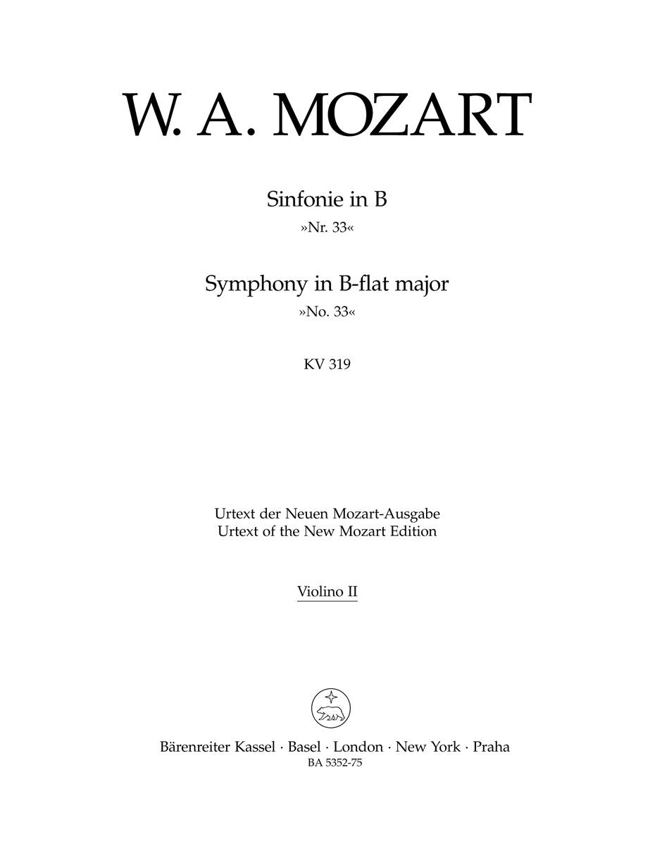 Symphony No 33 in B Flat K 319 Violin Sheet Music