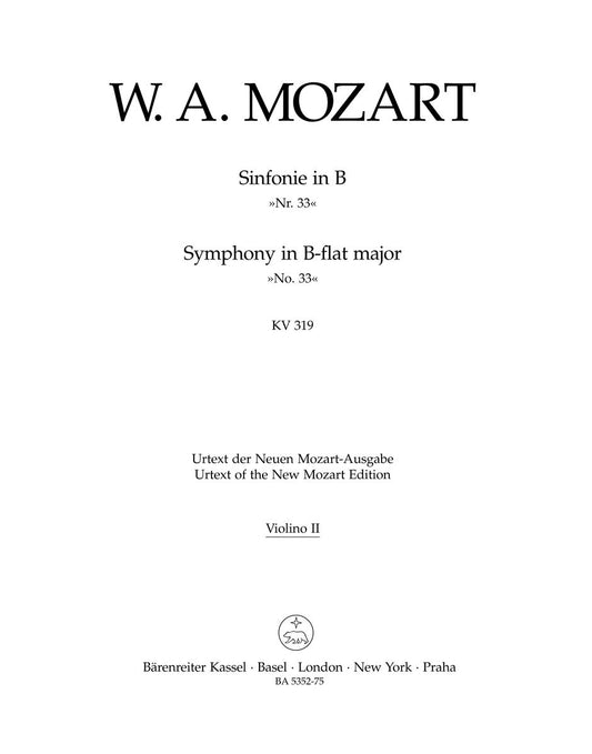 Symphony No 33 in B Flat K 319 Violin Sheet Music