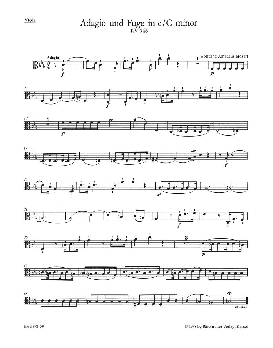 Adagio and Fugue in C K546 for Cello and Keyboard