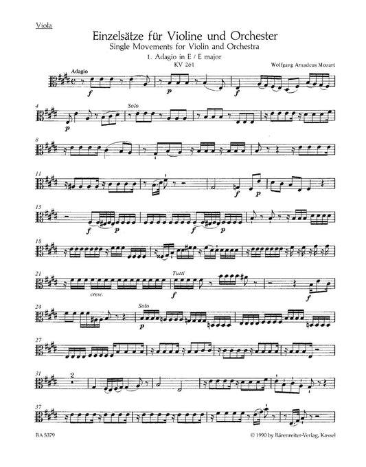 Single Movements for Violin & Full Orchestra with Cello/Bass