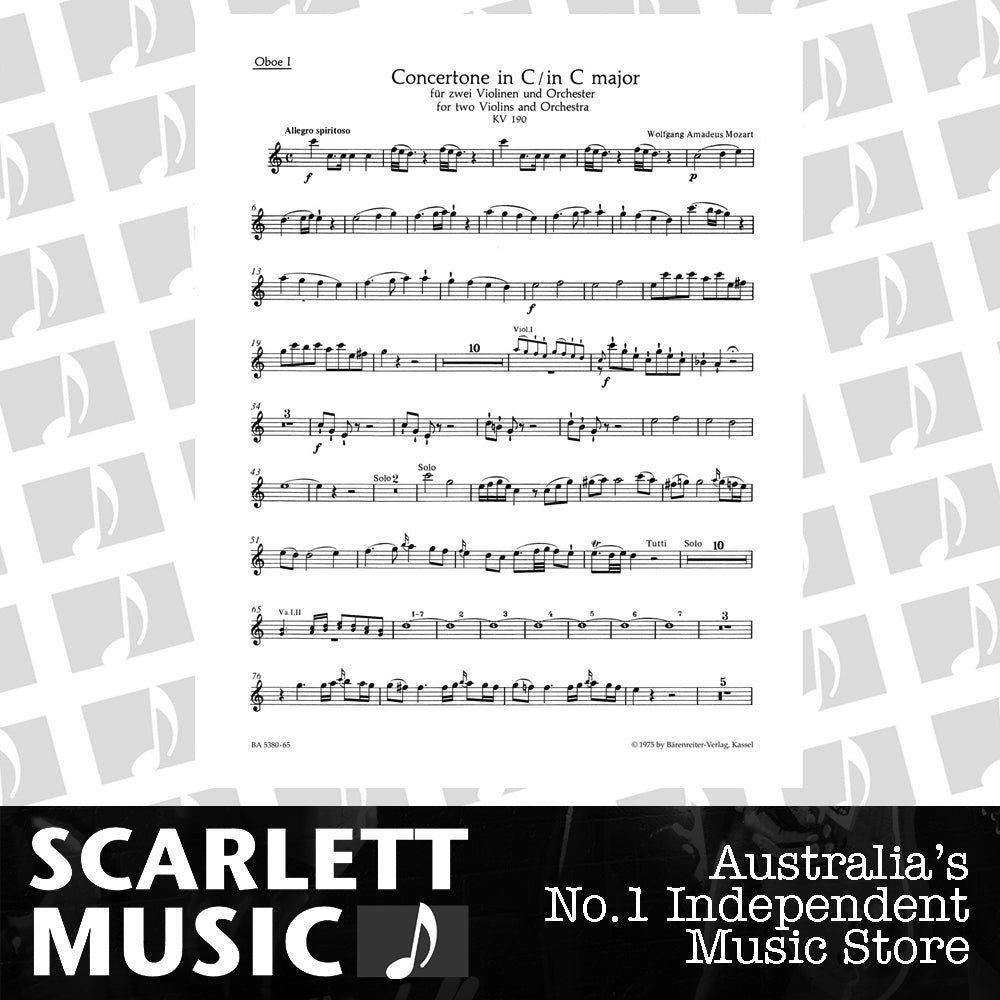 Concertone For Two Violins And Orchestra In C Major K. 190 (166B; Kv6:186 E) — view 2