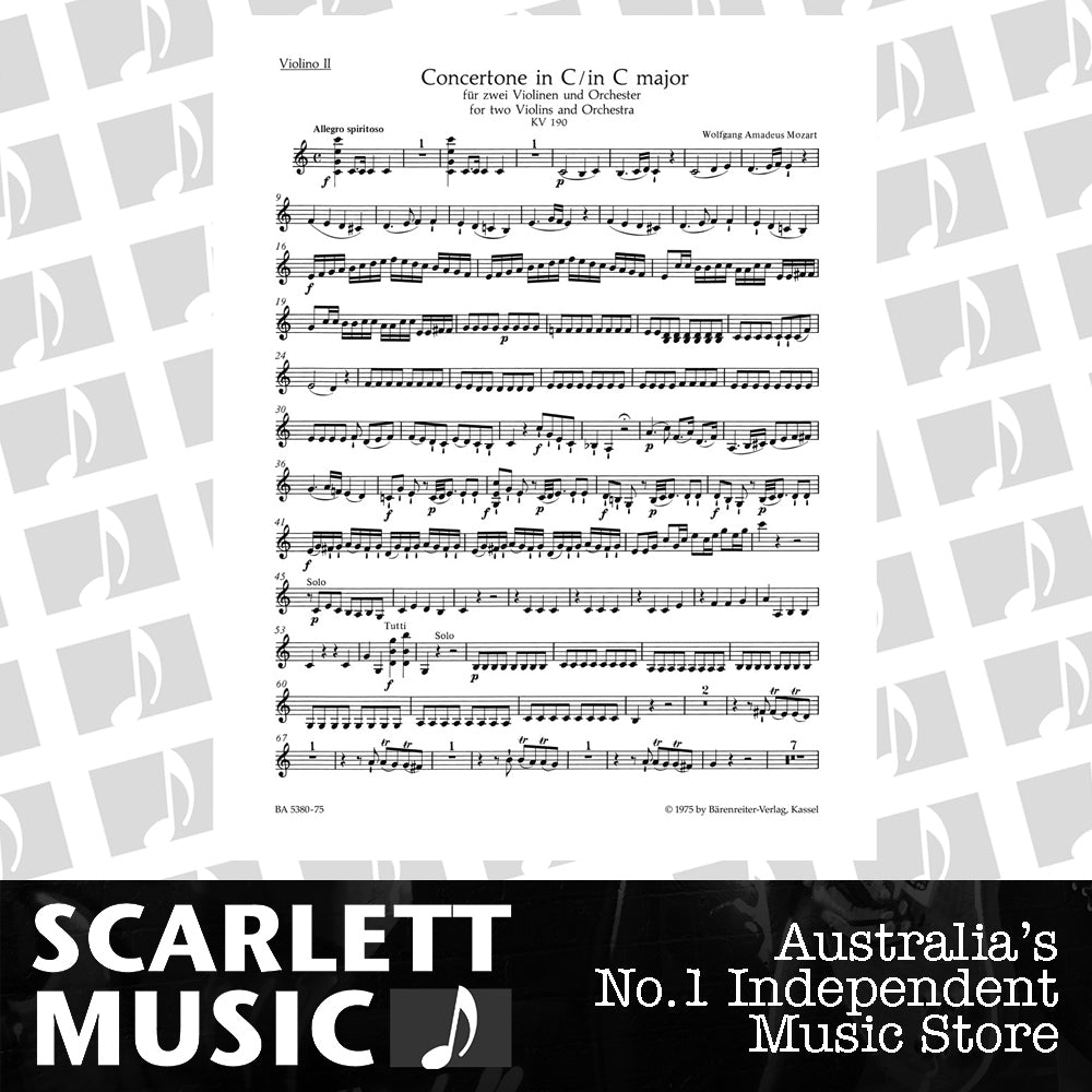 Concertone For Two Violins And Orchestra In C Major K. 190 (166B; Kv6:186 E) — view 2