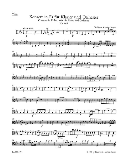 Concerto For Piano And Orchestra No. 14 In E-Flat Major K. 449