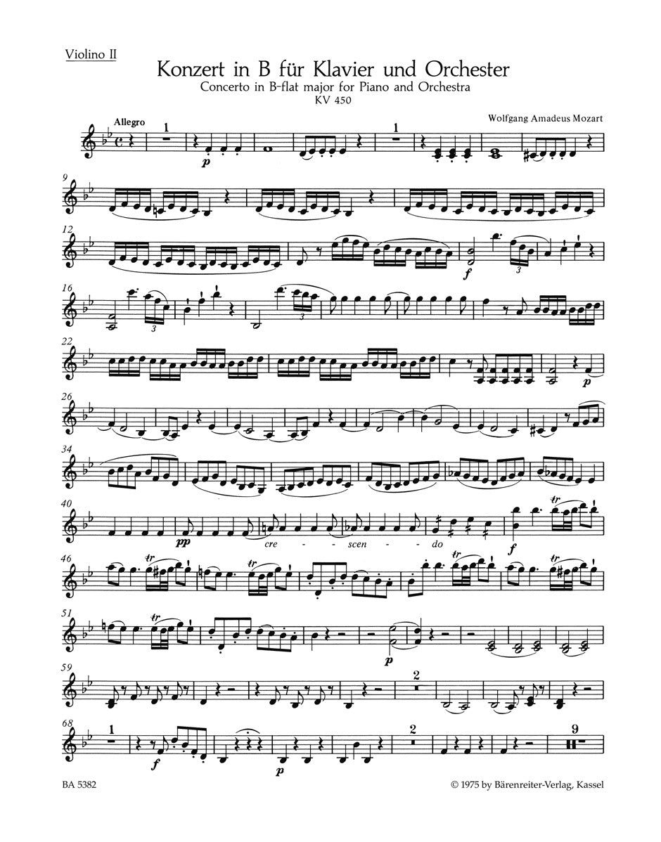 Concerto For Piano And Orchestra No. 15 In B-Flat Major K. 450