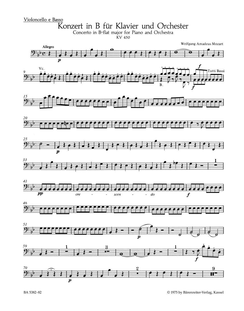 Concerto For Piano And Orchestra No. 15 In B-Flat Major K. 450