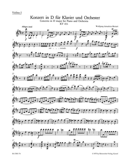 Concerto For Piano And Orchestra No. 16 In D Major K. 451