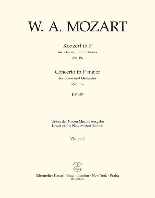 Concerto For Piano And Orchestra No. 19 In F Major K. 459