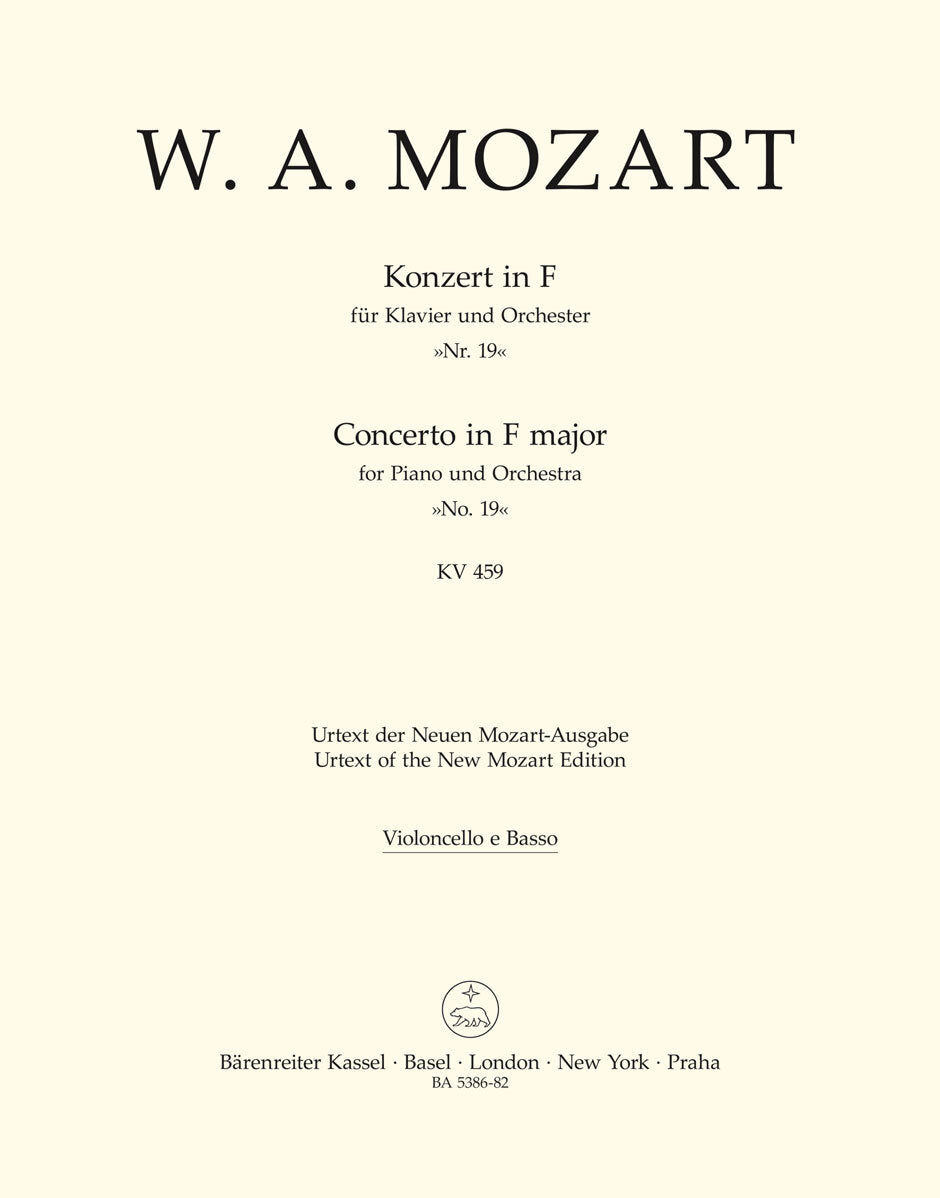 Concerto For Piano And Orchestra No. 19 In F Major K. 459