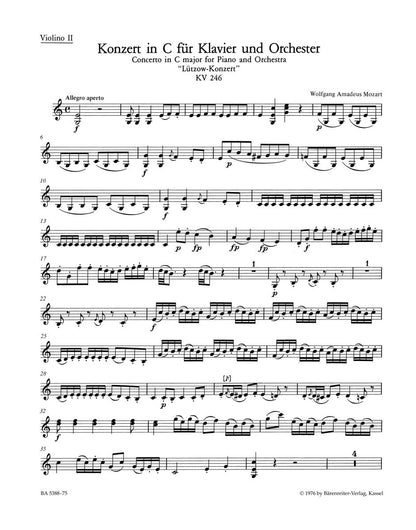 Concerto For Piano And Orchestra No. 8 In C Major K. 246 "Lützow Concerto"