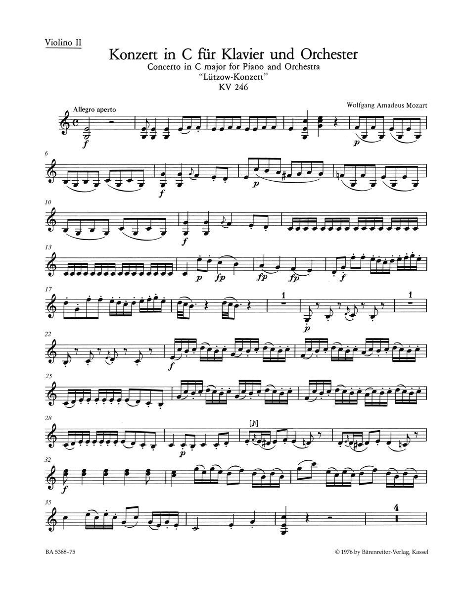 Concerto For Piano And Orchestra No. 8 In C Major K. 246 "Lützow Concerto"