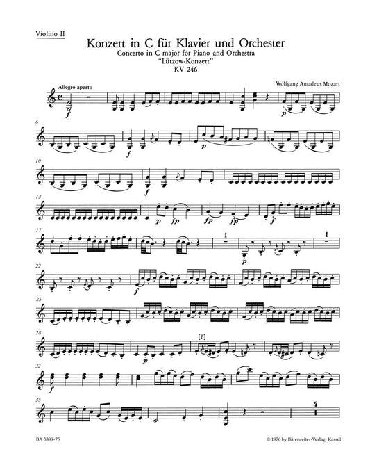 Concerto For Piano And Orchestra No. 8 In C Major K. 246 "Lützow Concerto"