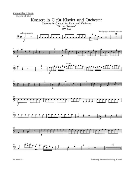 Concerto For Piano And Orchestra No. 8 In C Major K. 246 "Lützow Concerto"