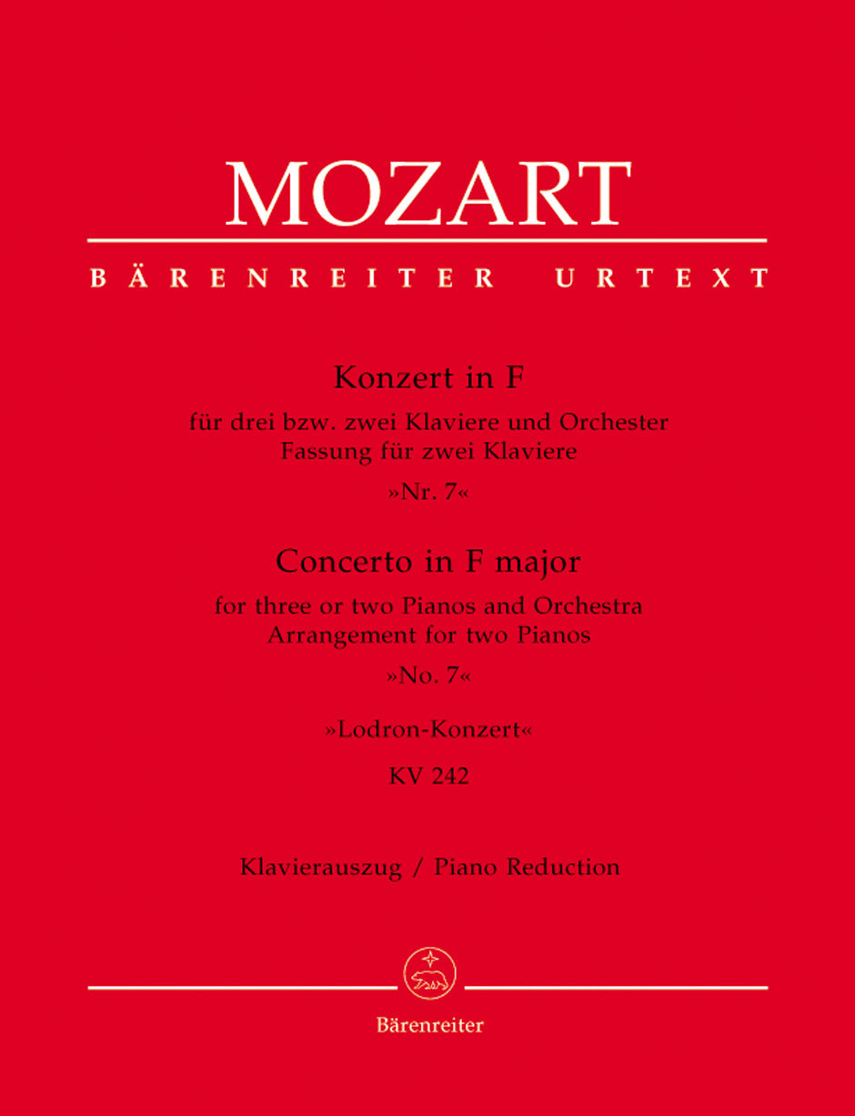 Concerto For Three Or Two Pianos And Orchestra No. 7 In F Major K. 242 "Lodron Concerto"