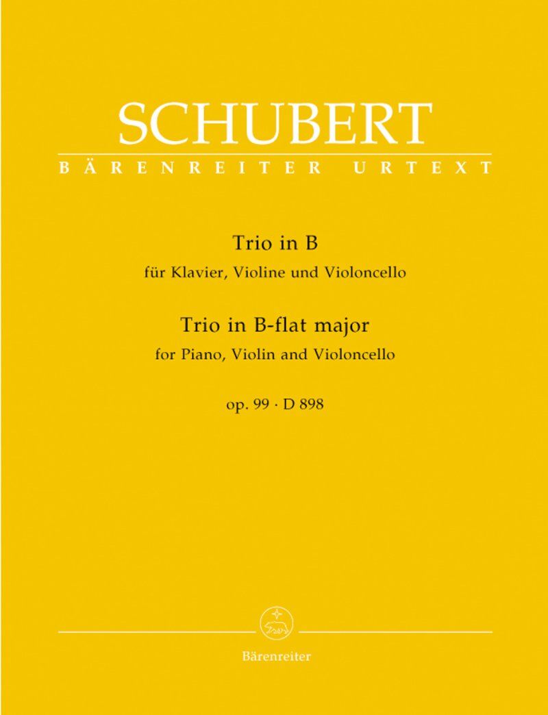 Schubert Piano Trio in B-flat Major Op. 99 D 898 SC/PTS - Urtext, 92 Pages, Cello/Piano/Violin