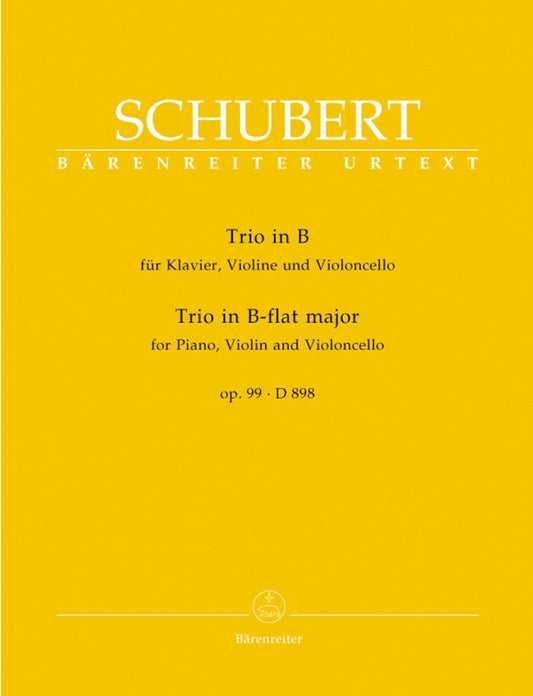 Schubert Piano Trio in B-flat Major Op. 99 D 898 SC/PTS - Urtext, 92 Pages, Cello/Piano/Violin