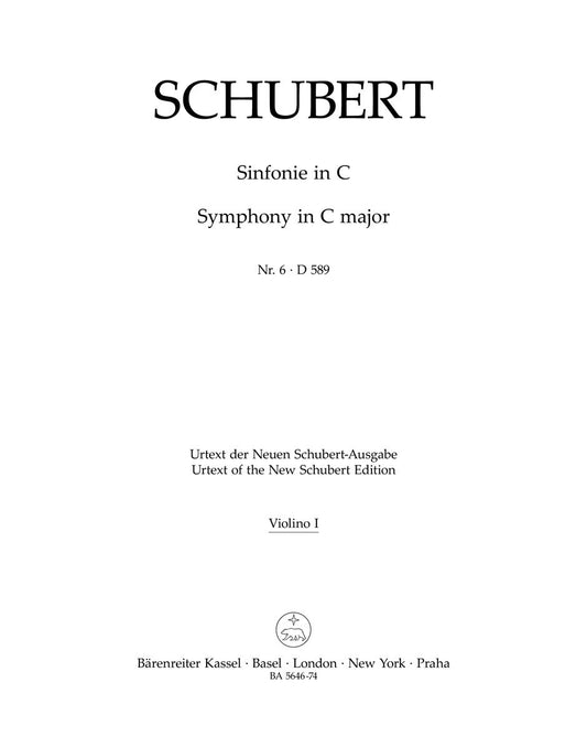 Symphony No 6 in C D589 Violin Sheet Music