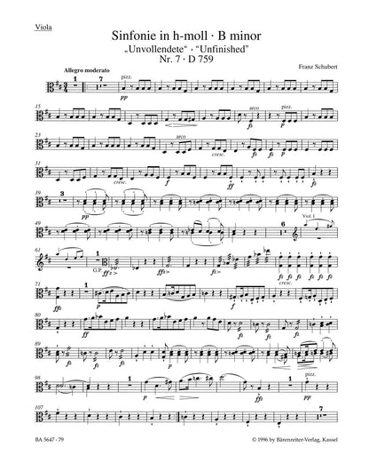 Symphony No 7 Unfinished Viola Sheet Music