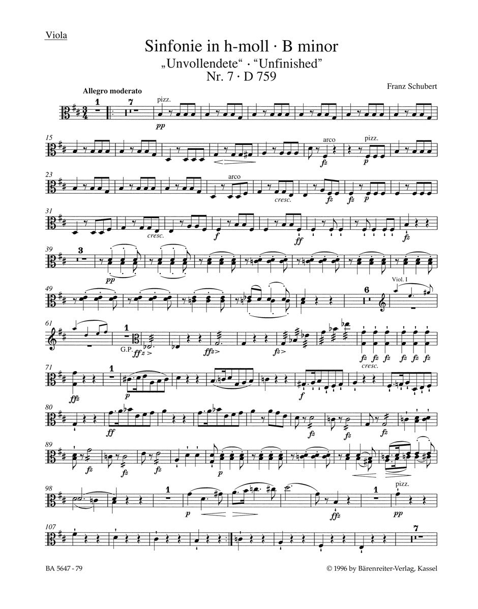 Symphony No 7 Unfinished VC Cello Sheet Music