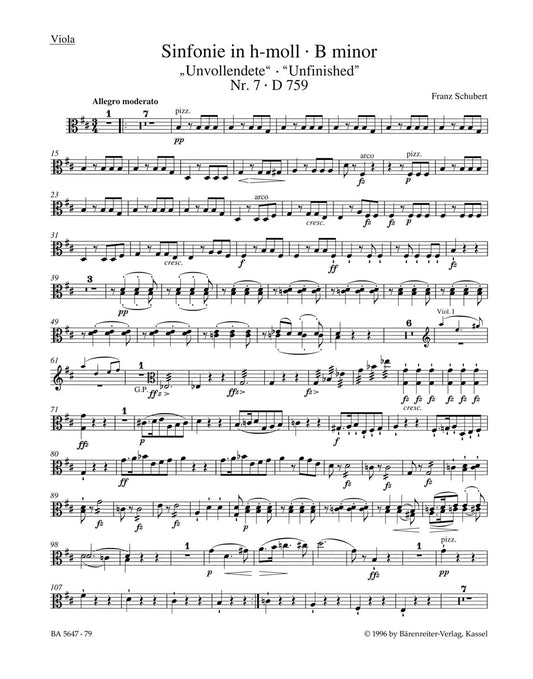 Symphony No 7 Unfinished VC Cello Sheet Music