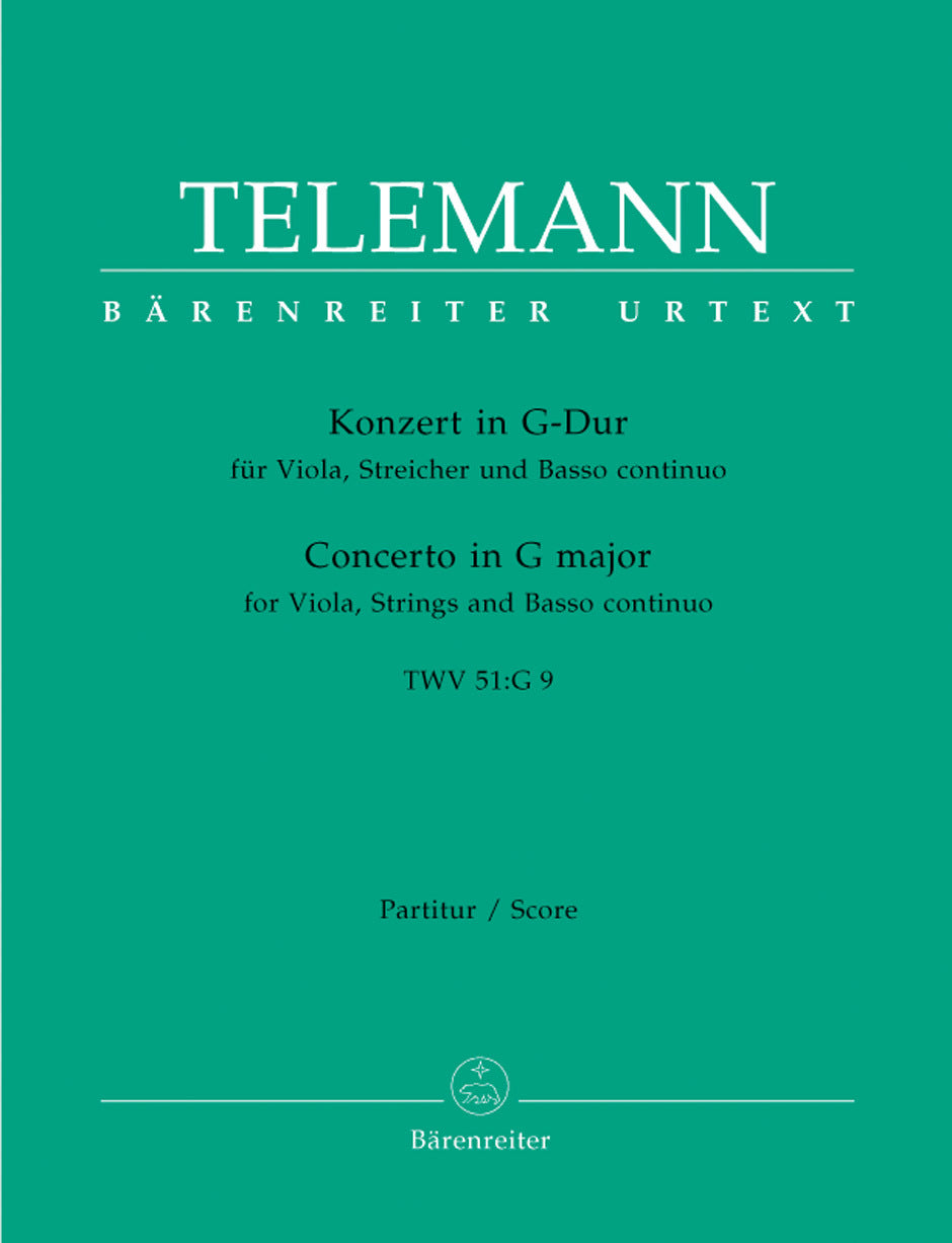 Viola Concerto in G Cembalo New Edition Sheet Music