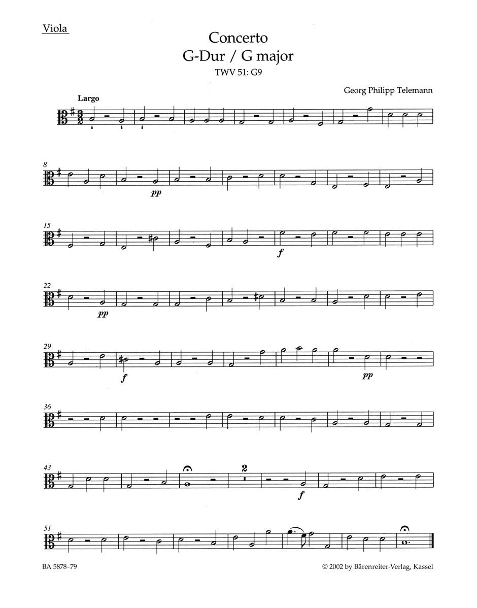 Viola Concerto in G - New Edition Sheet Music