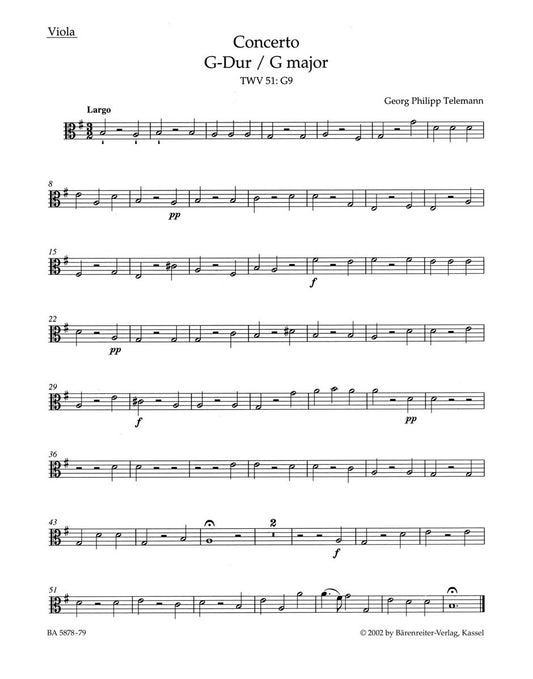 Viola Concerto in G - New Edition Sheet Music