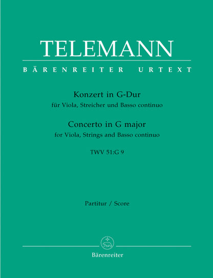 Viola Concerto in G Full Score New Edition