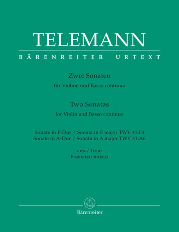 Sonatas 2 Twv 41:F4 Twv 41:A6 Violin Piano Book