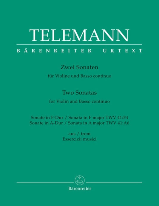 Sonatas 2 Twv 41:F4 Twv 41:A6 Violin Piano Book