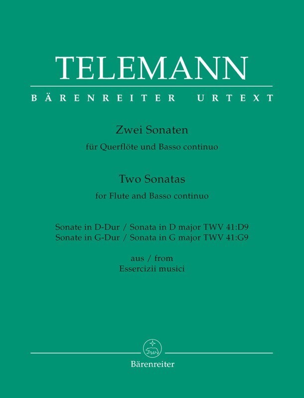 Telemann - 2 Sonatas Twv 41:D9 Twv 41:G9 Flute/Piano Urtext Edition Book