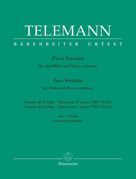 Telemann - 2 Sonatas Twv 41:D9 Twv 41:G9 Flute/Piano Urtext Edition Book