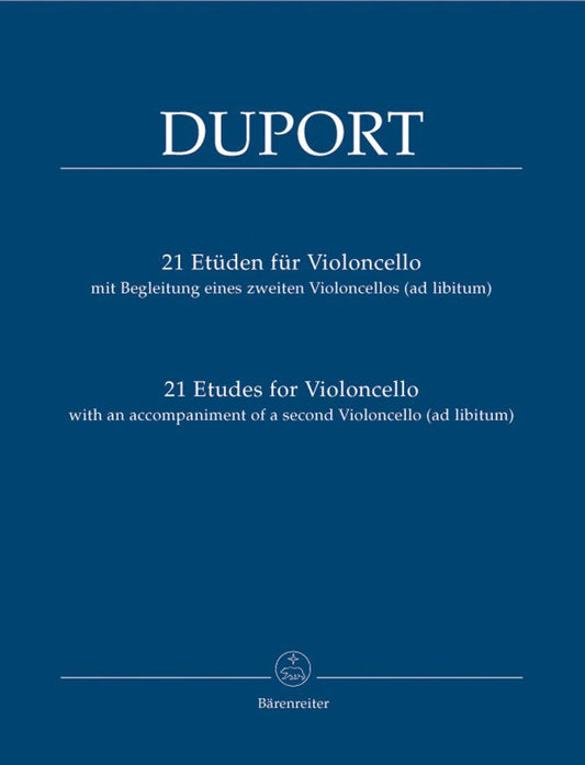 Duport 21 Etudes for Cello by Jean-Louis Duport, Barenreiter, 110 Pages