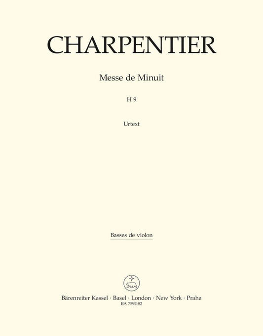 Charpentier Messe de Minuit Cello and Double Bass Part, H 9, Urtext Edition, 8 Pages, Barenreiter