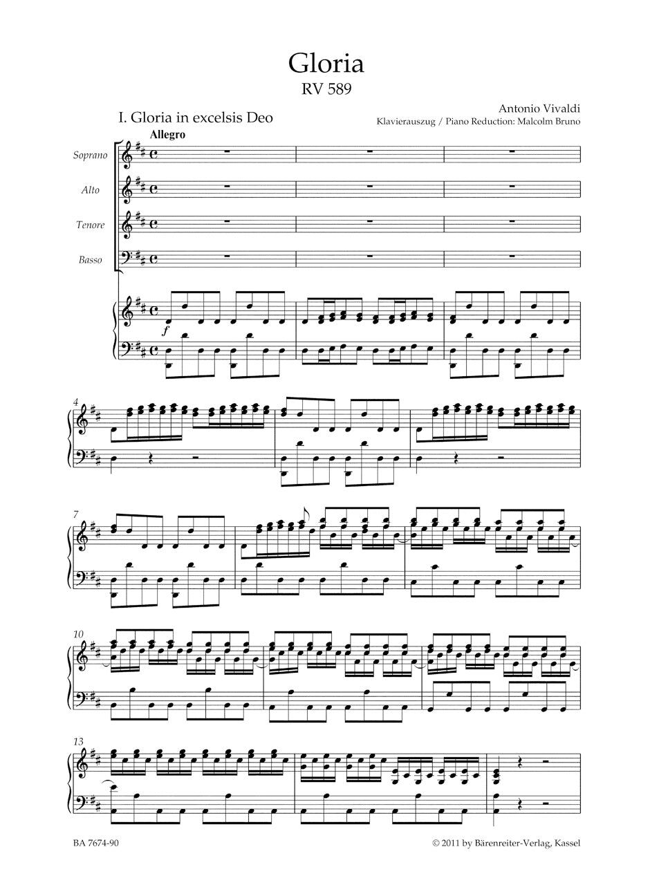Gloria RV589 Vocal Score - Vivaldi Barenreiter BA7674-90 — view 2