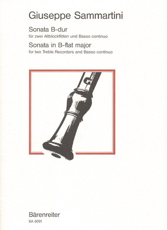 Sammartini - Sonata in B Flat Major for 2 Treble Recorders/BC