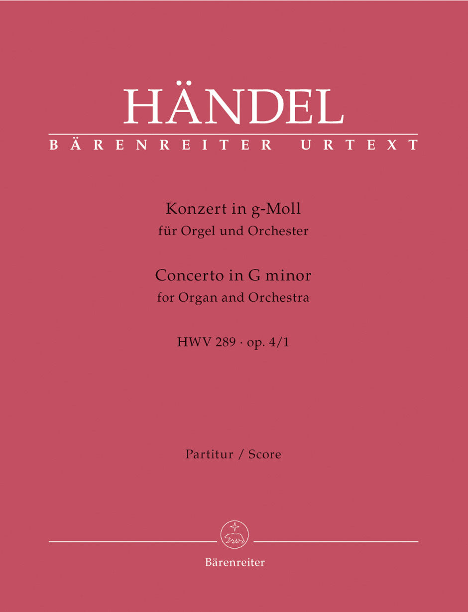 Concerto For Organ And Orchestra In G Minor Op. 4/1 Hwv 289
