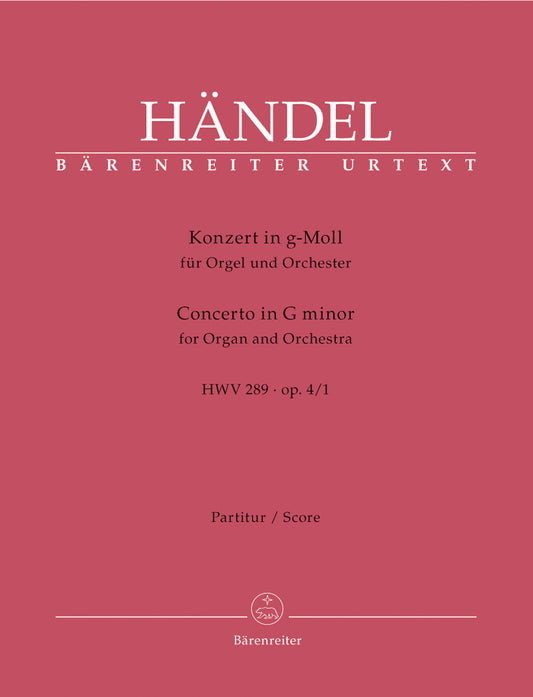 Concerto For Organ And Orchestra In G Minor Op. 4/1 Hwv 289