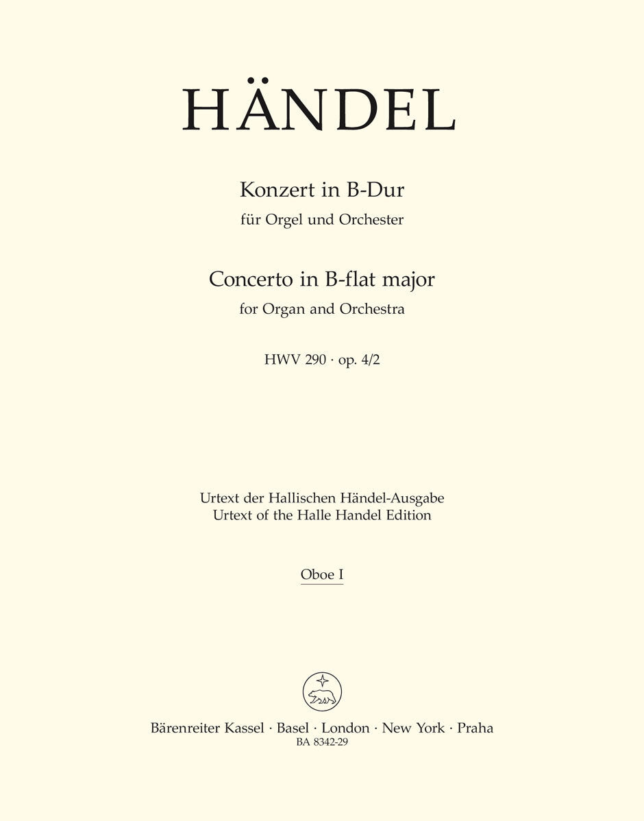 Concerto For Organ And Orchestra In B-Flat Major Op. 4/2 Hwv 290