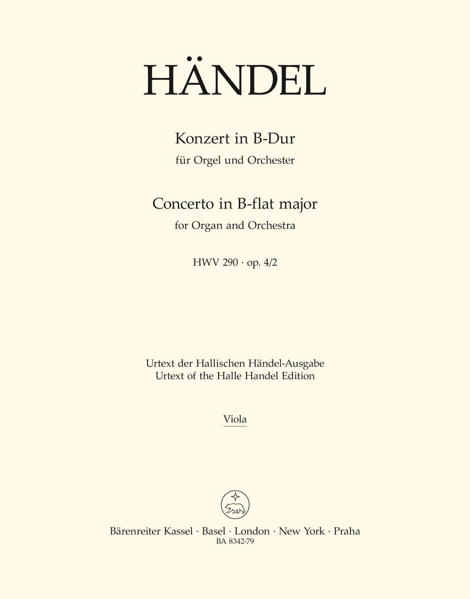 Concerto For Organ And Orchestra In B-Flat Major Op. 4/2 Hwv 290