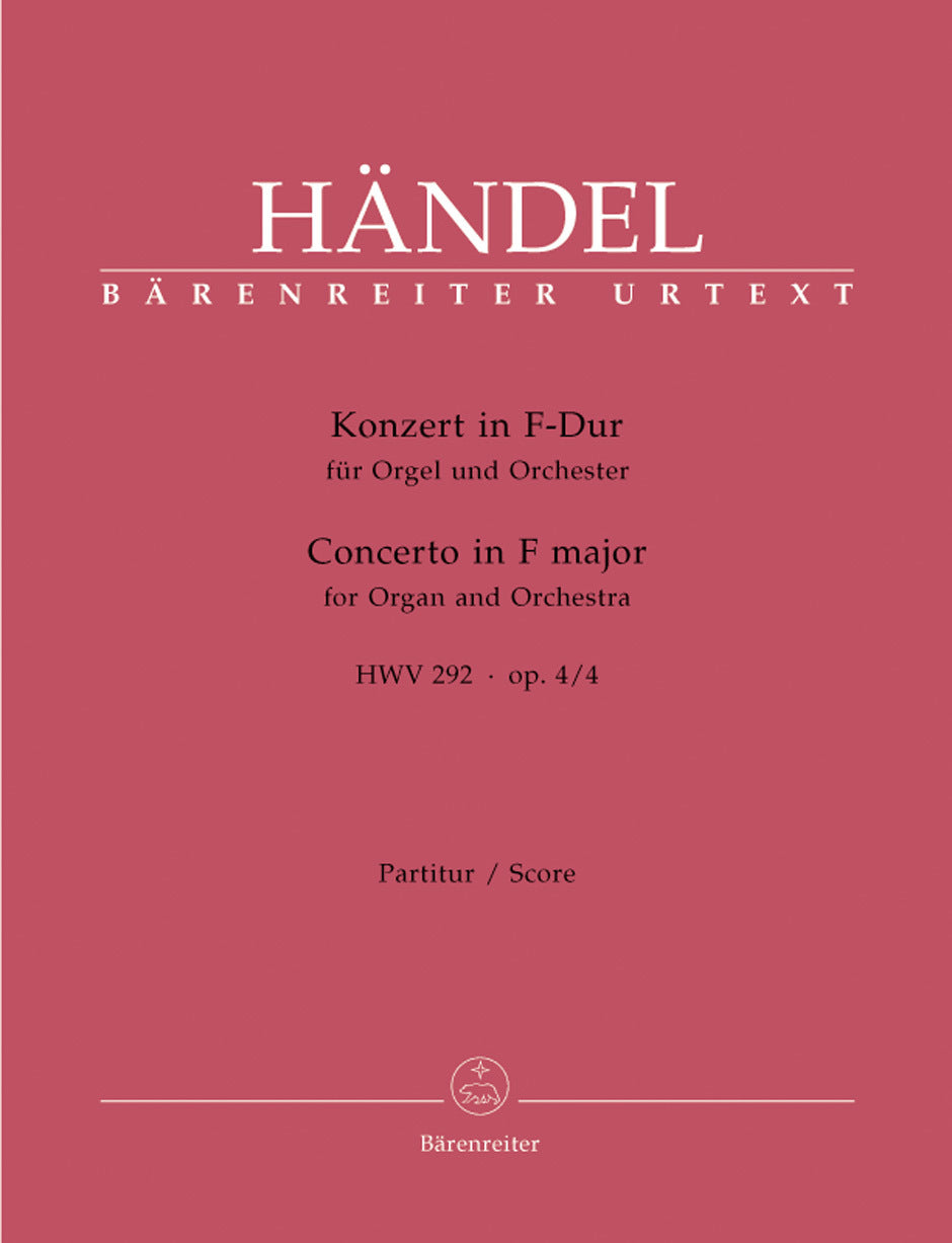 Concerto For Organ And Orchestra In F Major Op. 4/4 Hwv 292