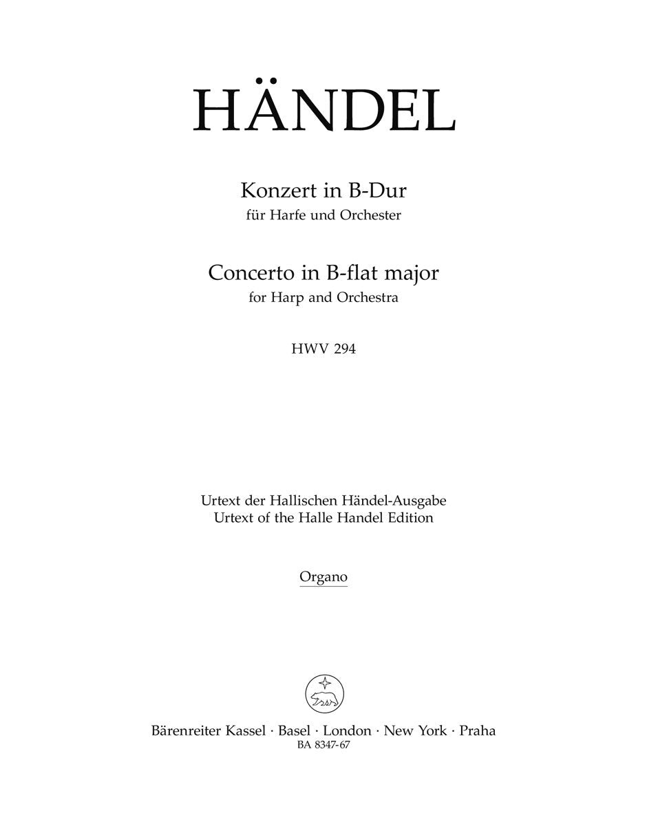 Concerto For Harp And Orchestra In B-Flat Major Op. 4/6 Hwv 294