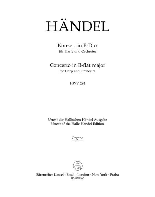 Concerto For Harp And Orchestra In B-Flat Major Op. 4/6 Hwv 294