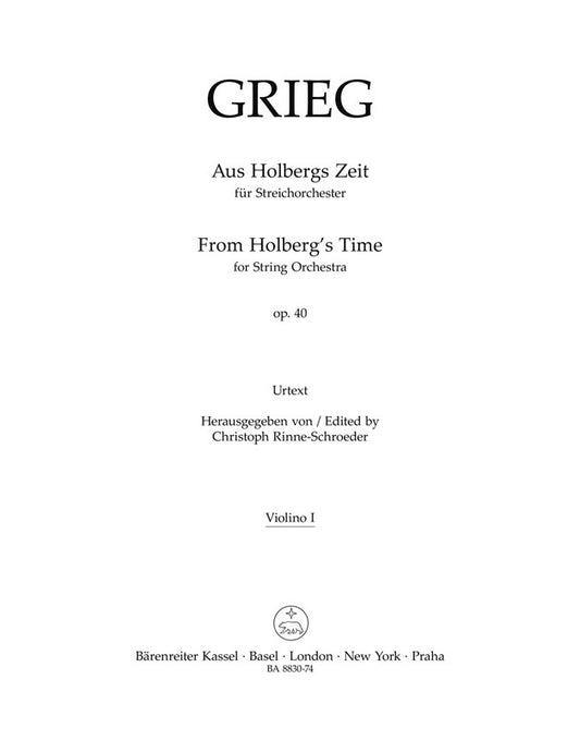 From Holbergs Time Op 40 String Orchestra Violin 1 Part Part (Violin)
