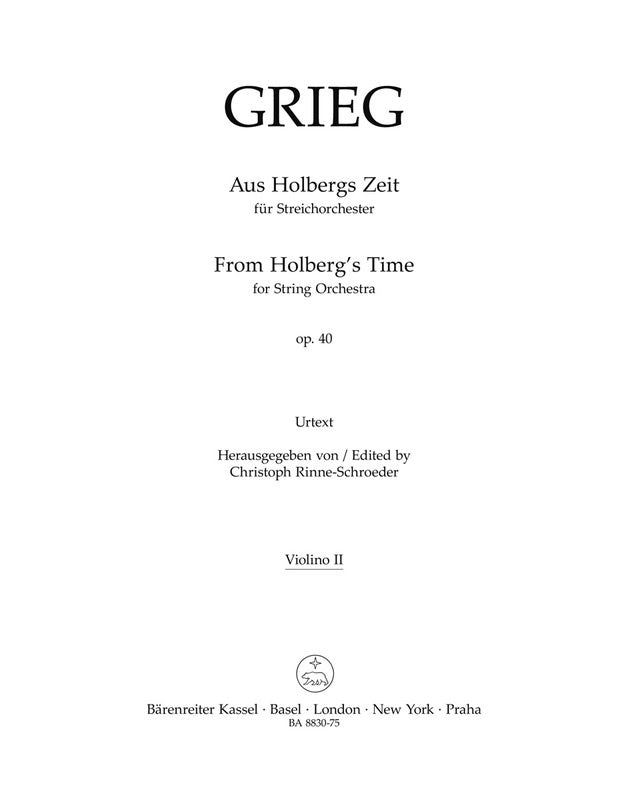 From Holbergs Time Op 40 String Orchestra Violin 2 Part Part (Violin)