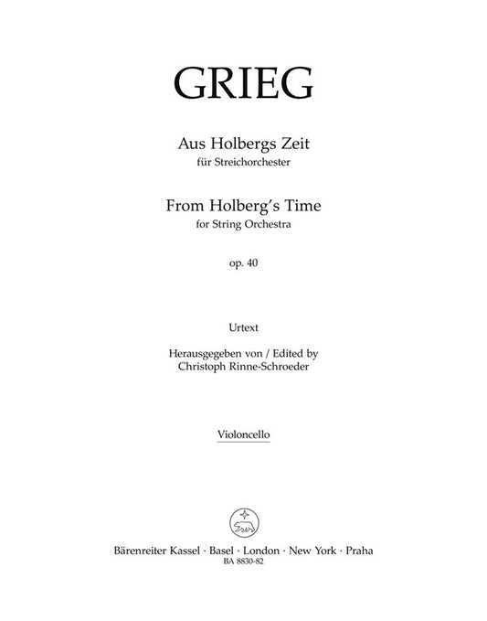 From Holbergs Time Op 40 String Orchestra Cello Part Part (Cello)
