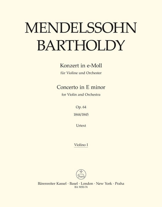 Mendelssohn Concerto in E Minor Op. 64 Violin 1 Part - Barenreiter