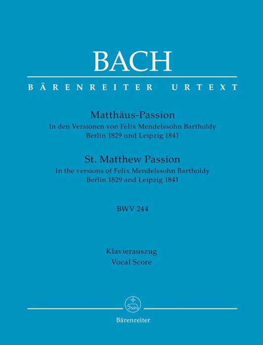 St Matthew Passion Bwv 244 Vocal Score